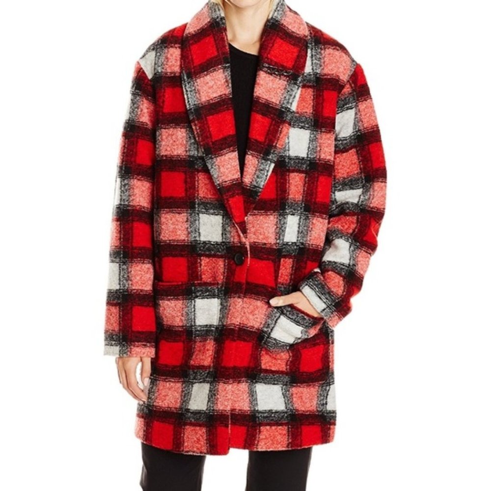 Scotch & Soda check wool oversize cocoon coat